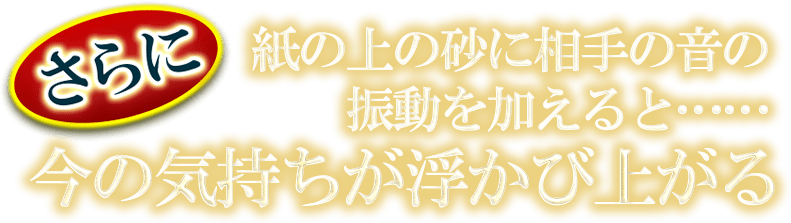 さらに 紙の上の砂に相手の音の振動を加えると……今の気持ちが浮かび上がる